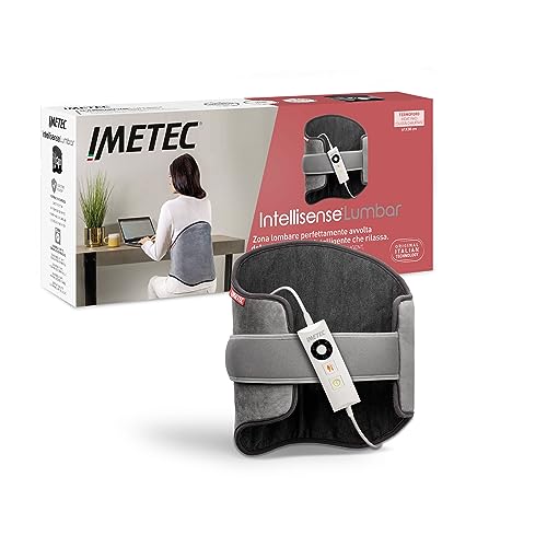 Imetec Intellisense Lumbar, Termoforo, Cuscino Termico Per Zona Lombare Con Fascia Elastica, Rapido Riscaldamento, Tessuto Anallergico, 5 Temperature,