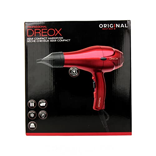 Sinelco France Original Dreox - Asciugacapelli Ac Rosso Metallico, 2000 W