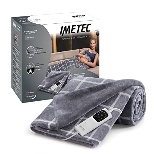 Imetec Caldoplaid Velvet Square Plaid Riscaldabile, Morbida Coperta Elettrica 150X95 Cm, Basso Consumo, Tecnologia Adapto, Dispositivo Di Sicurezza, R
