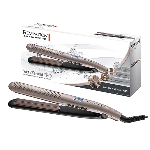 Remington Piastra Per Capelli - Uso Da Bagnato E Asciutto - Per Asciugare E Lisciare, Esclusivo Sistema Di Ventilazione, Sensore Di Umidità, Display L