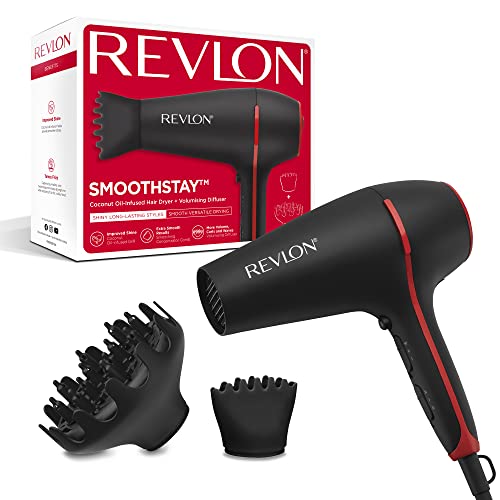 Asciugacapelli Revlon Smoothstay Con Accessorio Diffusore Volumizzante 2000 Watt Infuso Con Olio Di Cocco - Rvdr5317