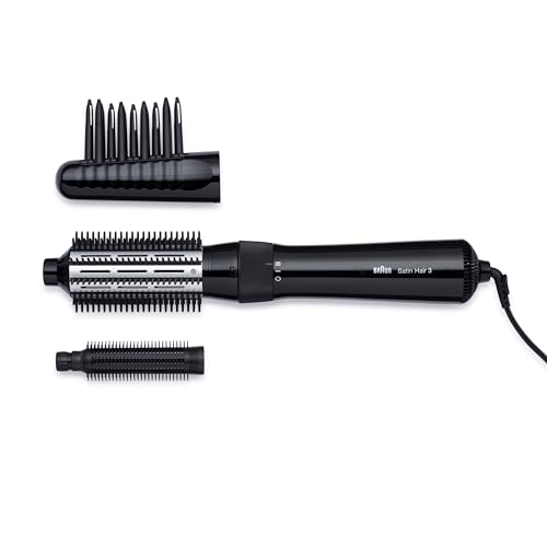 Braun Satin Hair 3 Bras330E Modellatore Ad Aria Calda 400W, Rivestimento In Ceramica, 3 Accessori Per Lo Styling, 2 Temperature, Cavo 2M, Nero
