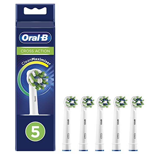 Oral-B Clean Maximiser Cross Action Testine Spazzolino Elettrico, 3D White, Azione Sbiancante, Confezione Da 5 Pezzi, Bianco