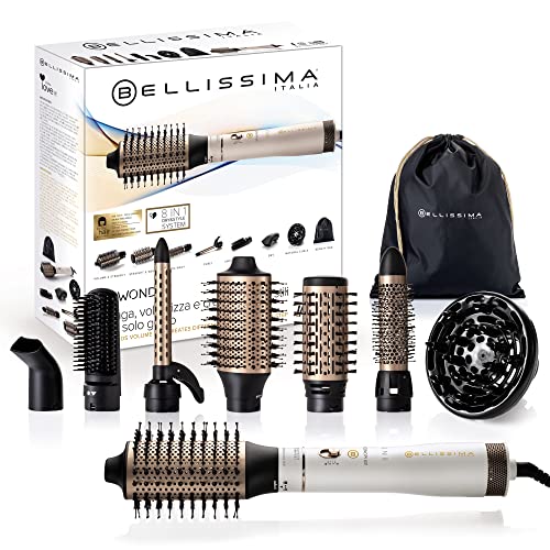 Bellissima Imetec Air Wonder, Spazzola Ad Aria Calda, Tecnologia A Ioni, Spazzole Rivestite In Ceramica E Cheratina, Asciuga, Dona Volume, 8 Accessori