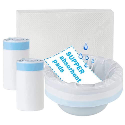 Commode Liner Con Cuscinetti Assorbenti,40 Sacchetti Usa E Getta Super Assorbenti, Sacchetti Usa E Getta, Sacchetti Igienici Portatili, Sacchetti Igie