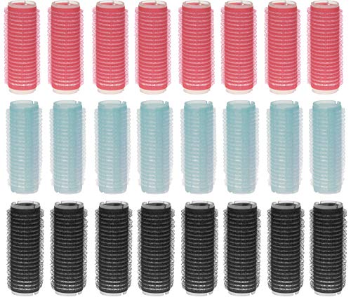 Mijoma Set Di 24 Bigodini Adesivi In Velcro – Bigodini Autoadesivi Per Capelli – Hair Rollers In Verde Menta, Rosa, Nero – Arricciacapelli Senza Calor