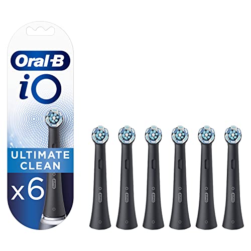 Oral-B Io Ultimate Clean Testine Spazzolino Elettrico, Confezione Da 6 Testine Di Ricambio Nere, Rimuove Il 100% Della Placca, Progettate Per Il Tuo O