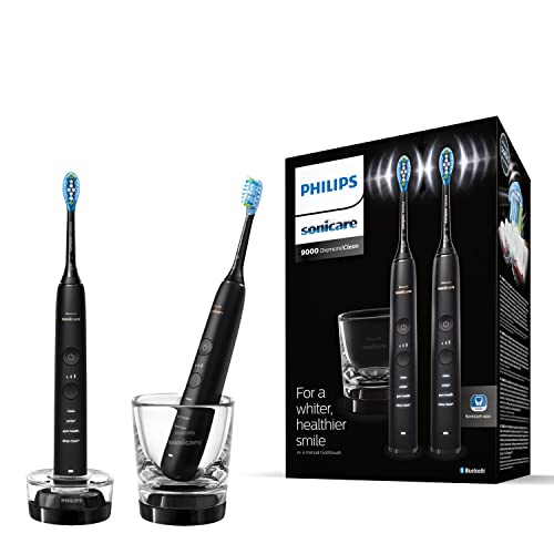 Philips Sonicare Diamondclean Series 9000 - Confezione Doppia Di Spazzolini Elettrici Sonici, Denti E Gengive Più Puliti, Con App Mobile, In Nero (Mod