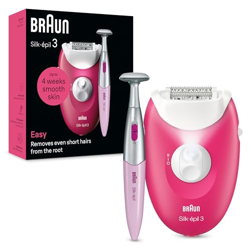 Braun Silk-Épil 3 Depilatore Donna, Epilatore Elettrico Donna Con Cavo Per Epilazione, Pelle Liscia Per Settimane, Con Rifinitore Bikini Styler, 3-202