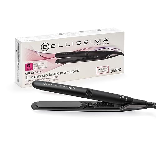 Bellissima Imetec Creativity, Piastra Per Capelli Lisci O Mossi, Rivestimento Ceramica Diamond, 5 Temperature 150/230°C, Funzione Memory, Calore Costa
