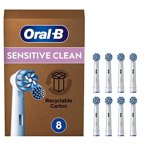 Oral-B Sensitive Clean Testine Spazzolino Elettrico, Confezione Da 8 Testine Di Ricambio, Pulisce Aree Sensibili E Infiammate, Rimuove Fino Al 100% Di
