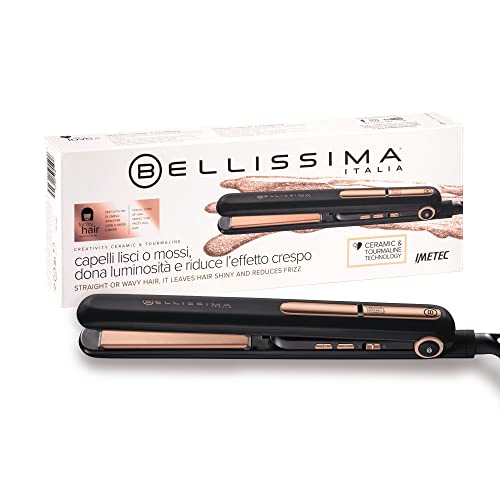 Bellissima Imetec Creativity Ceramic & Tourmaline, Piastra Per Capelli, Liscio O Mosso, Rivestimento In Ceramica E Tormalina, Regolazione Temperatura