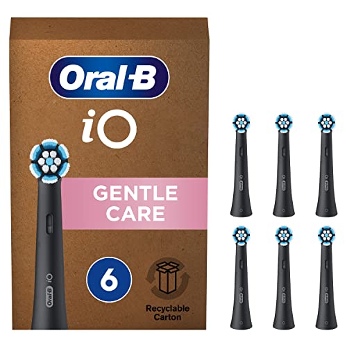 Oral-B Io Gentle Care Testine Spazzolino Elettrico, Confezione Da 6 Testine Di Ricambio Nere, Pulizia Delicata Ed Efficace Di Gengive E Denti Sensibil