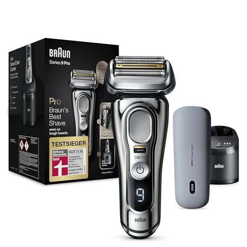Braun Series 9 Pro Premium Rasoio Da Uomo Con 4 + 1 Testina Di Rasatura, Rasoio Elettrico & Prolift Trimmer, Powercase, Stazione Di Pulizia 5 In 1, Du