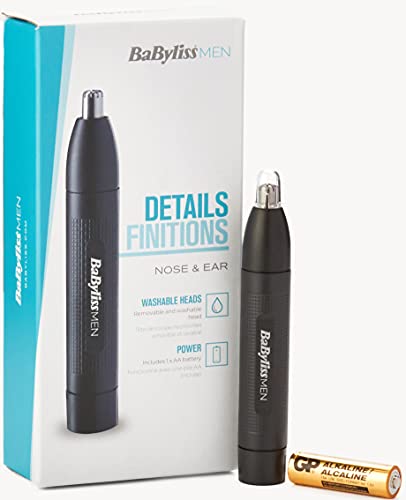 Babyliss For Men E650E Tagliapeli Naso, Orecchie, Testina Circolare, A Batterie, Nero