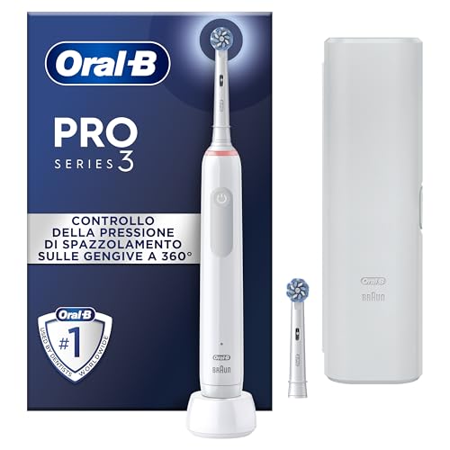 Oral-B Spazzolino Elettrico Ricaricabile Pro 3 3500N, Sensore Di Pressione Luminoso, Batteria A Lunga Durata, 2 Testine, 1 Spazzolino Elettrico, 1 Cus