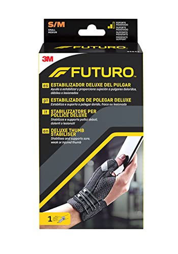 Futuro Tutore Stabilizzatore Per Pollice Destro/Sinistro, S/M, Pollice: 5.0, 6.3 Cm, Polso: 12.6, 17.7 Cm, Dispositivo Medico Marcato Ce, Nero
