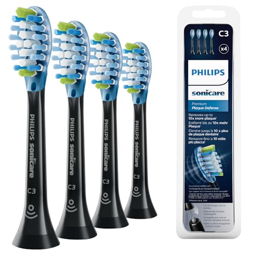 Philips Sonicare Hx9044/33 Pack Da 4 Testine Di Ricambio C3 Premium Plaque Defence, Con Rfid E Tecnologia Adaptive, Per Una Pulizia Profonda, Nero