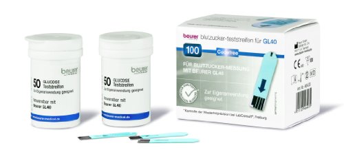 Beurer Strisce Reattive Misurazione Glicemia Per Gl 40, Confezione Da 100