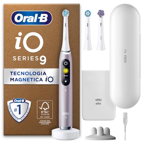 Oral-B Spazzolino Elettrico Ricaricabile Io 9N, Sensore Di Pressione, Display Interattivo, Intelligenza Artificiale, 7 Modalità, 3 Testine, 1 Spazzoli