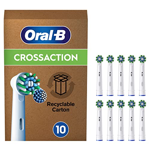 Oral-B Cross Action Testine Spazzolino Elettrico, Confezione Da 10 Testine Di Ricambio, Setole Angolate Che Si Adattano A Ogni Dente Per Una Pulizia P