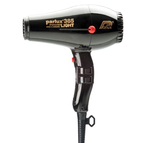 Parlux Powerlight 385 - Asciugacapelli In Nero, 2150 W, Potente E Leggero, Per Un'Asciugatura E Una Piega Rapide E Facili, Con Silenziatore Integrato