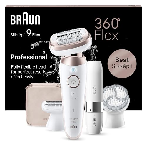 Braun Silk-Épil 9 Flex Depilatore Donna, Epilatore Elettrico Donna Con Testina Flessibile A 360° Per Epilazione Semplice, Wet & Dry, Con Testina Per R