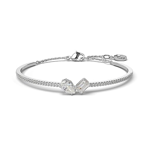 Swarovski Mesmera Bracciale Rigido, Con Zirconiaswarovski A Taglio Misto, Chiusura A Moschettone, Placcato In Tonalità Rodio, Bianco