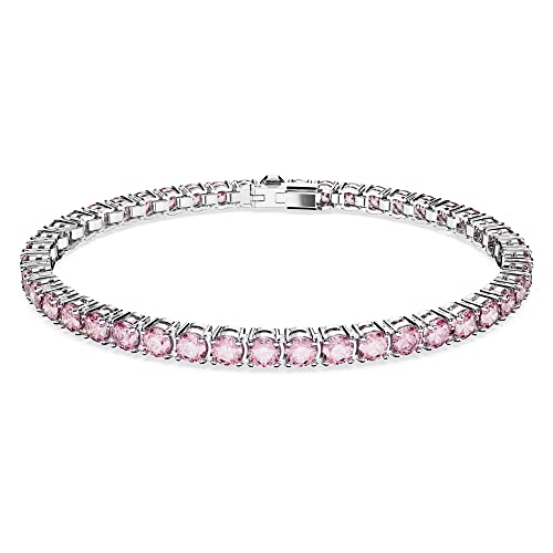 Swarovski Matrix Braccialetto Tennis, Con Zirconiaswarovski A Taglio Tondo, Placcato In Tonalità Rodio, Taglia M, Rosa