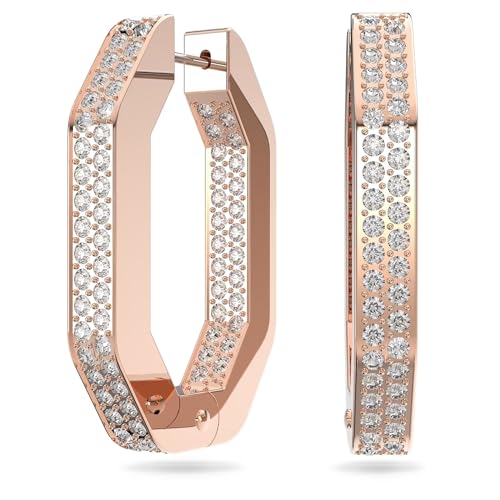Swarovski Orecchini A Cerchio Dextera Ottagonale Placcato Color Oro Rosa 5634993