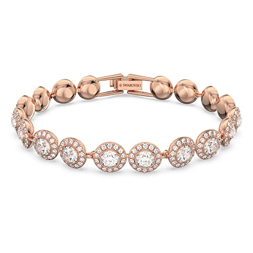 Swarovski Angelic Bracciale, Placcato In Tonalità Oro Rosa Con Cristalliswarovski Rotondi Circondati Da Uno Scintillante Pavé, Taglia M, Bianco