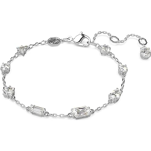 Swarovski Mesmera Braccialetto, Con Zirconiaswarovski A Taglio Misto, Design Sparpagliato, Moschettone, Placcatura In Tonalità Rodio, Bianco