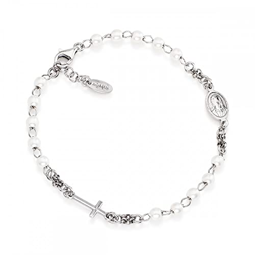 Bracciale Rosario Ag925, Colore: Rodio - Amen Collection