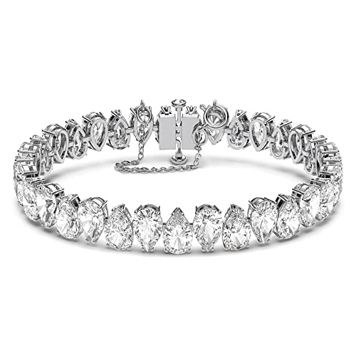 Swarovski Millenia Braccialetto, Placcato In Tonalità Rodio, Cristalli Bianchiswarovski Con Taglio A Goccia, Collezione Ii, Bianco