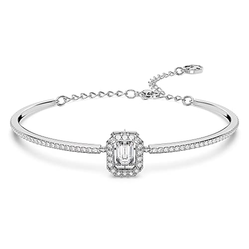 Swarovski Millenia Bracciale Rigido, Con Cristalli E Zirconiaswarovski A Taglio Ottagonale, Placcato In Tonalità Rodio, Taglia Unica, Bianco