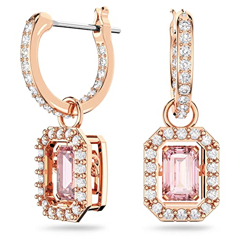 Swarovski Millenia Orecchini Pendenti, Con Pavé Di Cristalli E Zirconiaswarovski A Taglio Ottagonale, Placcati In Tonalità Oro Rosa, Rosa
