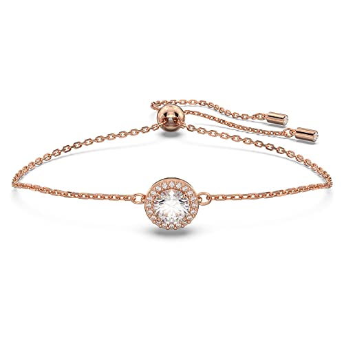 Swarovski Braccialetto Constella, Taglio Tondo, Bianco, Placcato Color Oro Rosa