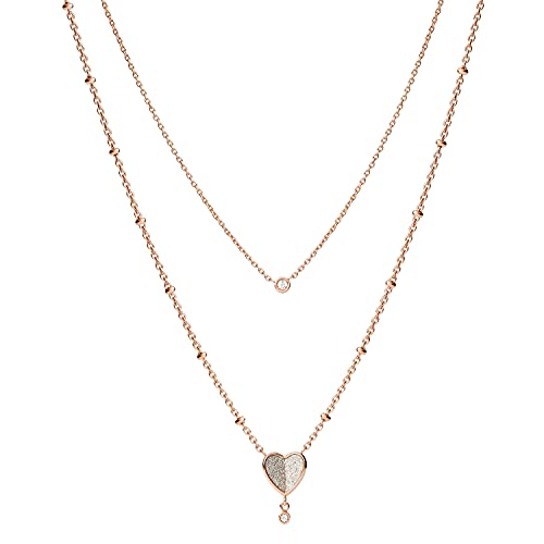 Fossil Collana Da Donna Vintage Glitz, Lunghezza: 42Cm + 5Cm Collana In Acciaio Inossidabile Oro Rosa, Jf03648791