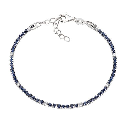 Amen Bracciale Tennis Rodio Zirconi Blu