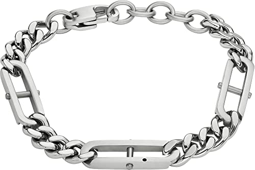 Fossil Bracciale Da Uomo Heritage, Lunghezza: 220 Mm, Larghezza: 8 Mm Bracciale In Acciaio Inossidabile Argento, Jf04342040