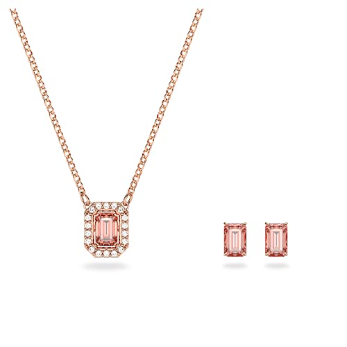 Swarovski Set Millenia,Swarovski Zirconi Con Taglio Ottagonale, Rosa, Placcato Color Oro Rosa