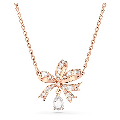 Swarovski Volta Collana Pendente, Piccolo, Con Motivo A Fiocco, Cristalli E Zirconiaswarovski, Placcata In Tonalità Oro Rosa, Bianco