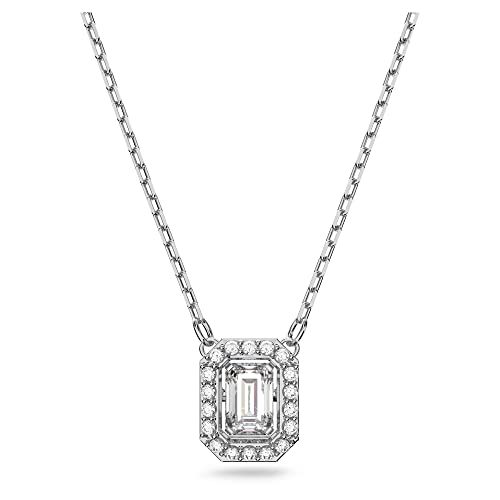 Swarovski Collana Millenia,Swarovski Zirconi Taglio Quadrato, Bianco, Placcato Rodio