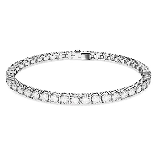 Swarovski Matrix Braccialetto Tennis, Con Zirconiaswarovski A Taglio Tondo, Placcato In Tonalità Rodio, Taglia M, Bianco