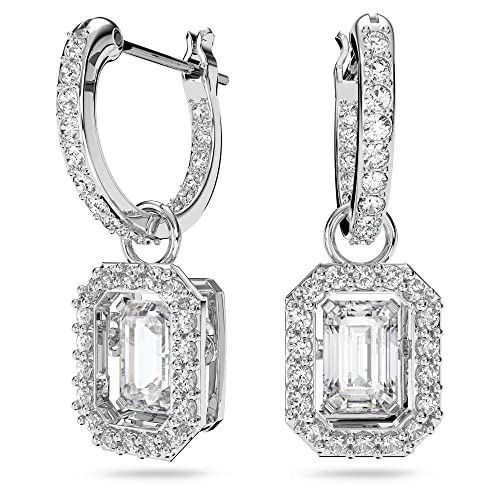 Swarovski Millenia Orecchini Pendenti, Con Cristalli E Zirconiaswarovski A Taglio Ottagonale, Placcati In Tonalità Rodio, Bianco