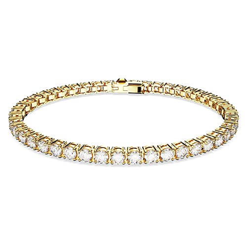 Swarovski Matrix Braccialetto Tennis, Con Zirconiaswarovski A Taglio Tondo, Placcato In Tonalità Oro, Taglia M, Bianco