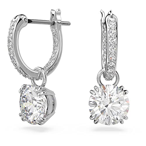 Swarovski Constella Orecchini Pendenti, Con Cristalli E Zirconiaswarovski A Taglio Tondo, Placcati In Tonalità Rodio, Bianco