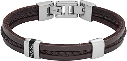 Fossil Bracciale Da Uomo, Lunghezza: 213 Mm, Larghezza: 10,8 Mm Bracciale In Pelle Marrone, Jf04133040