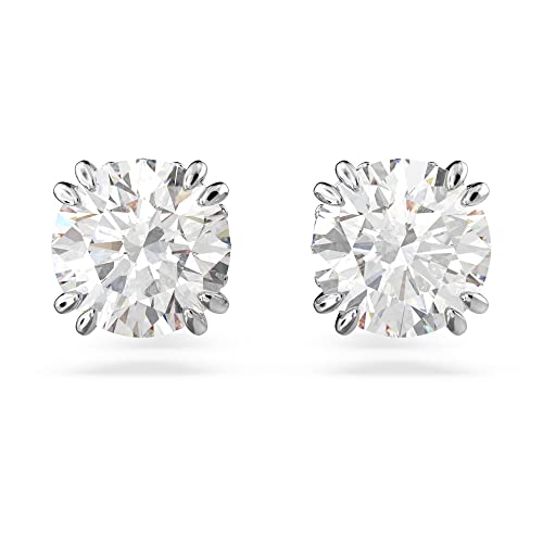 Swarovski Constella Orecchini A Lobo Circolari, Con Zirconiaswarovski A Taglio Tondo, Placcati In Tonalità Rodio, Bianco