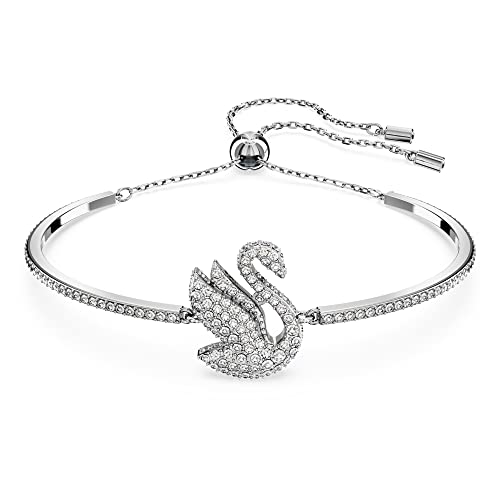 Swarovski Bracciale Rigidoswarovski Iconic Swan, Cigno, Bianco, Placcato Rodio